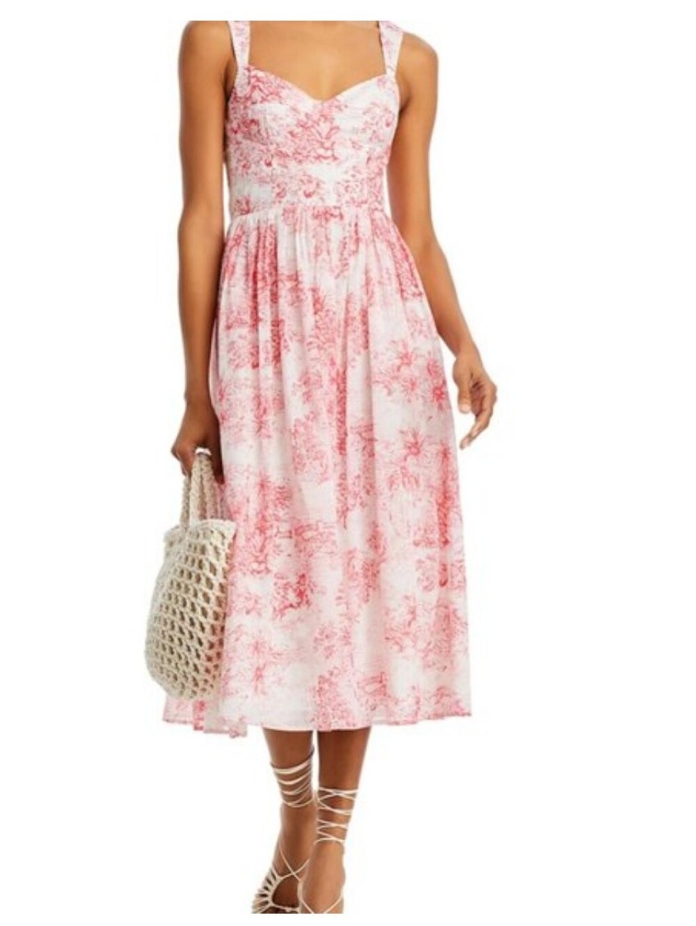 Aqua Sleeveless Smocked Midi Dress Cotton Lined In Cotton XS